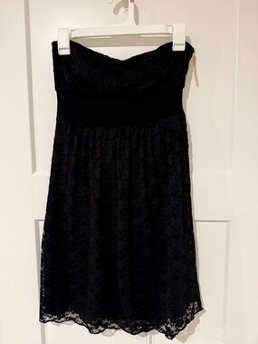 Body Central Black Strapless Lace Midi Dress